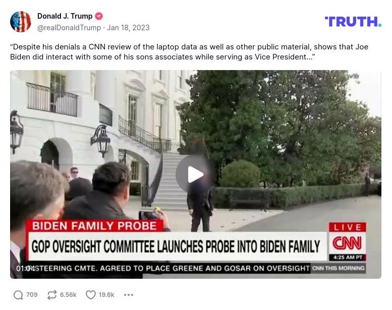 Post preview from Donald Trump