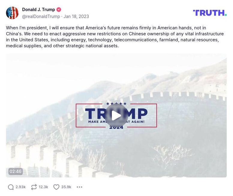 Post preview from Donald Trump