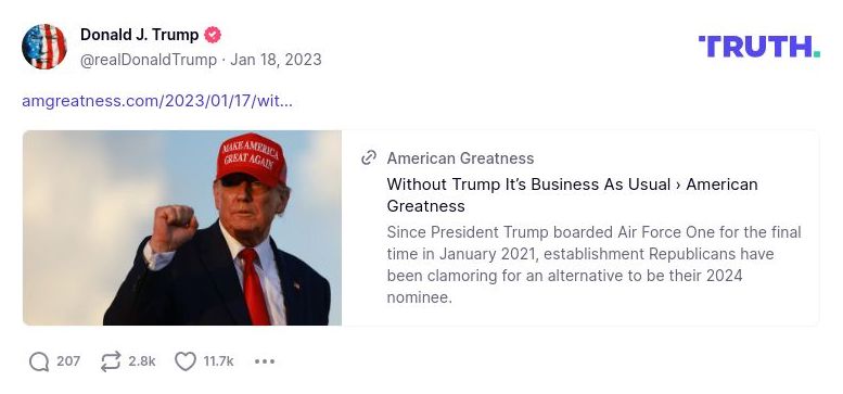 Post image from Donald Trump