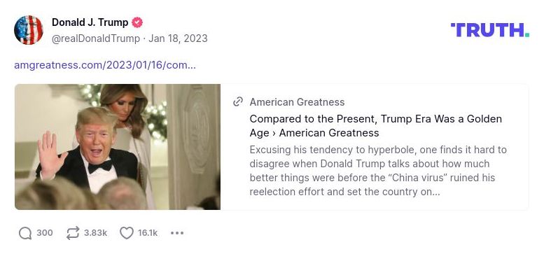 Post image from Donald Trump