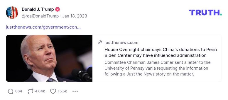 Post image from Donald Trump