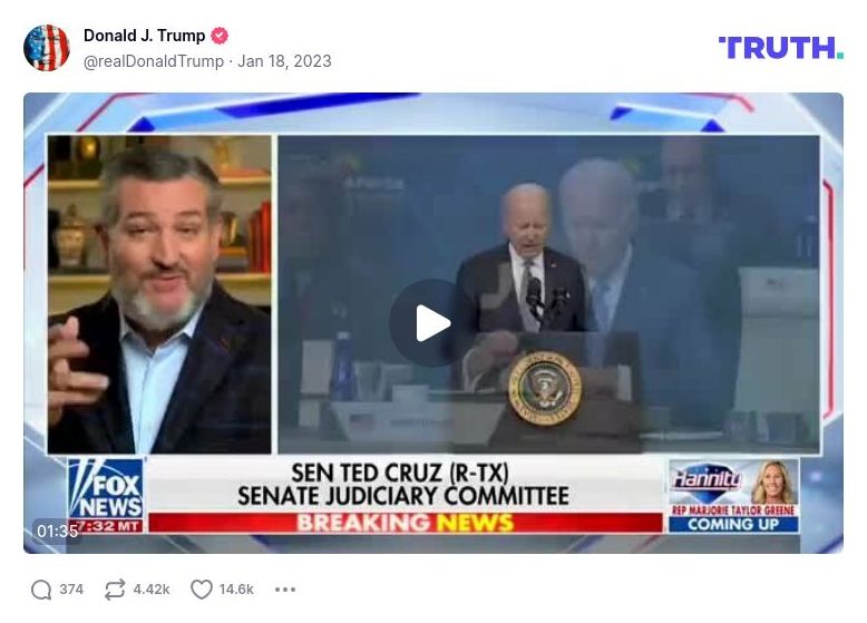 Post image from Donald Trump