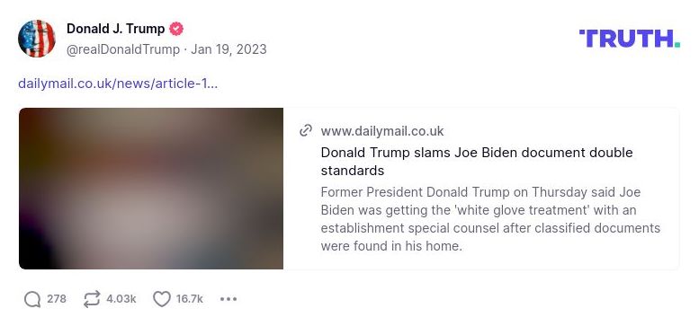 Post image from Donald Trump