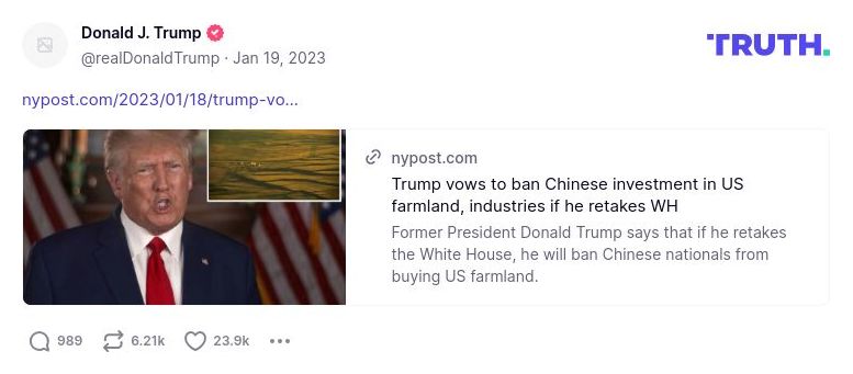 Post image from Donald Trump