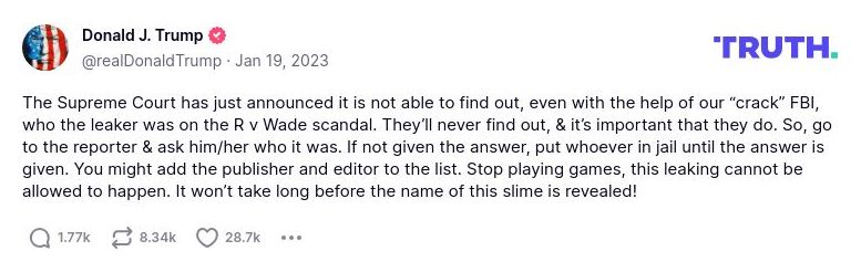 Post image from Donald Trump