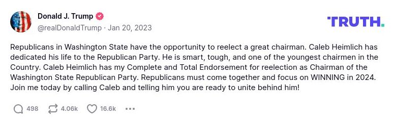 Post image from Donald Trump