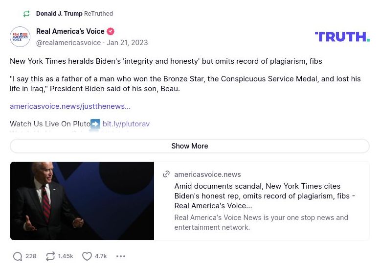 Post image from Donald Trump