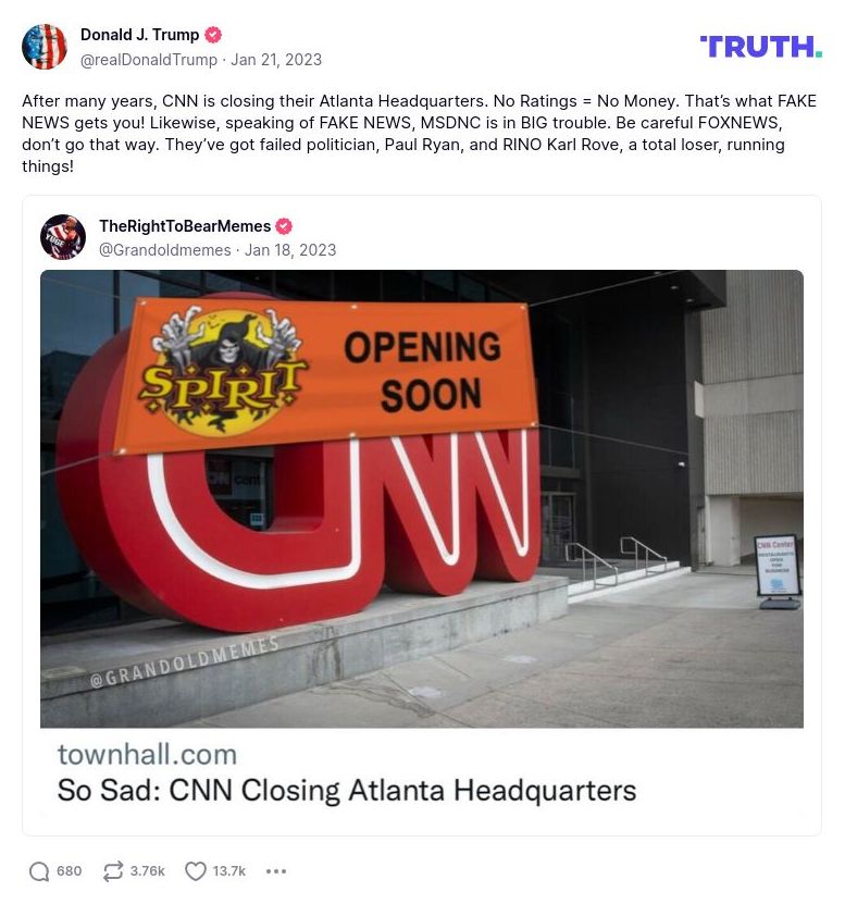 Post preview from Donald Trump