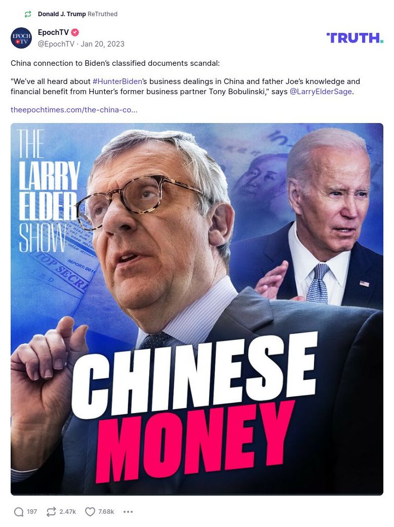 Post preview from Donald Trump