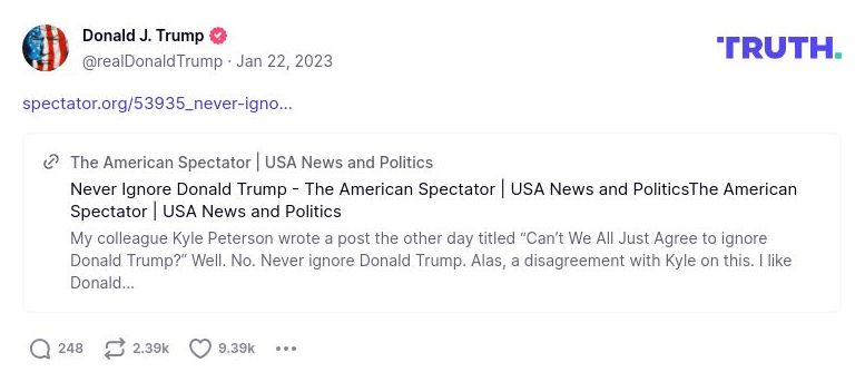 Post image from Donald Trump