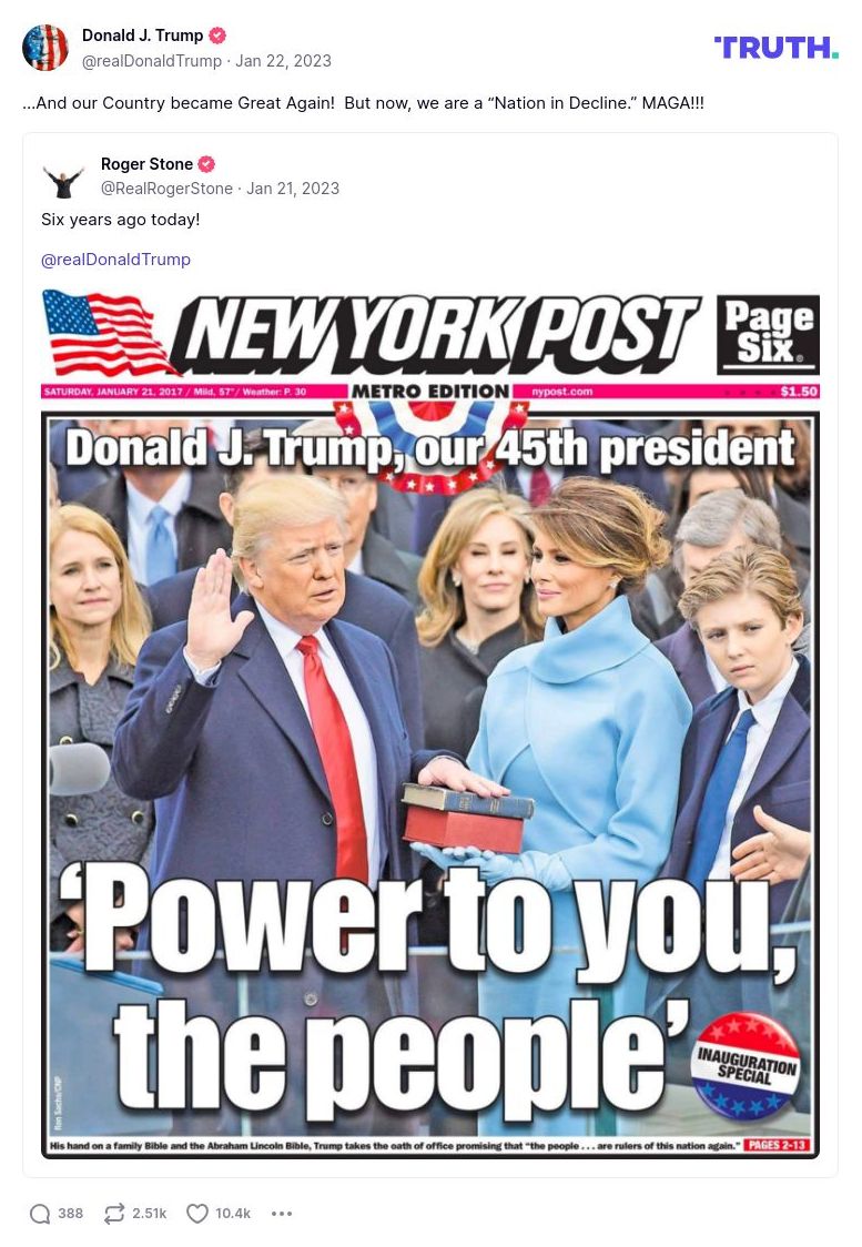 Post image from Donald Trump