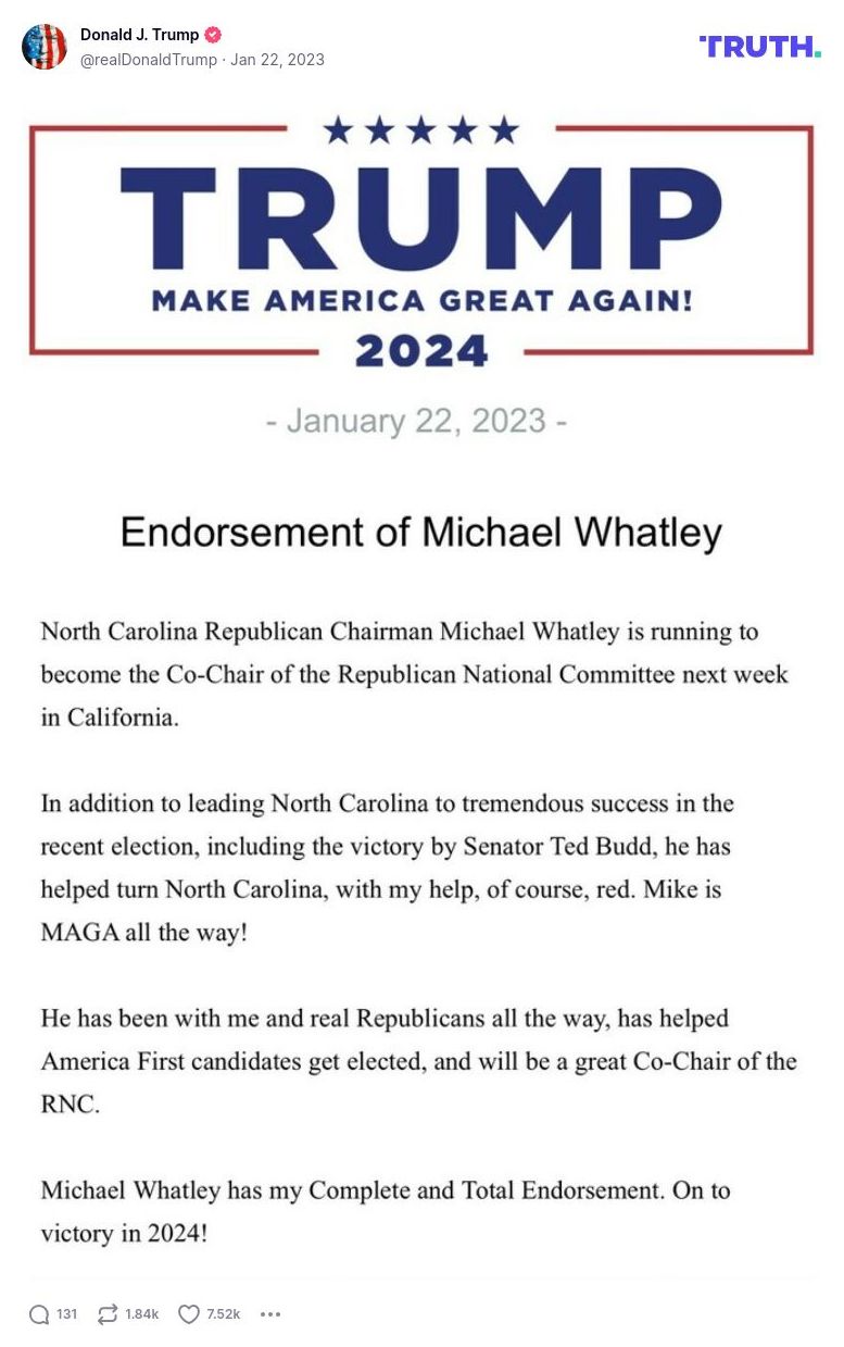 Post image from Donald Trump