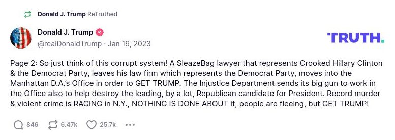 Post image from Donald Trump