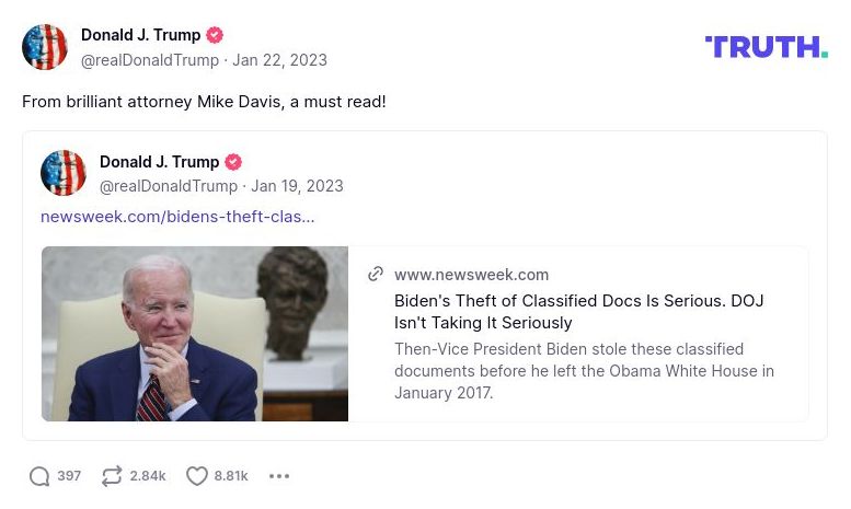 Post image from Donald Trump