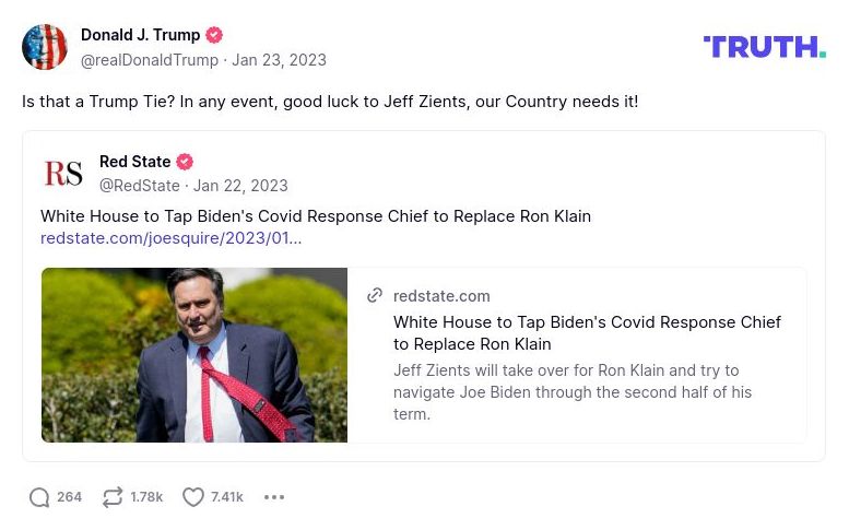 Post image from Donald Trump