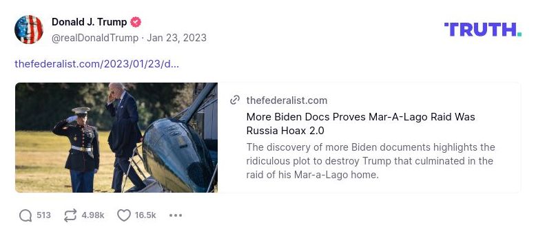 Post image from Donald Trump