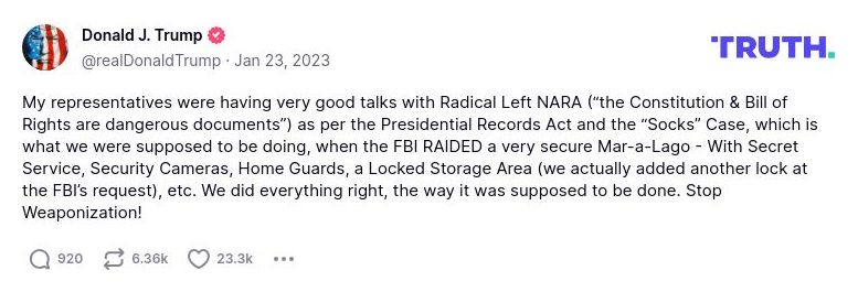 Post image from Donald Trump