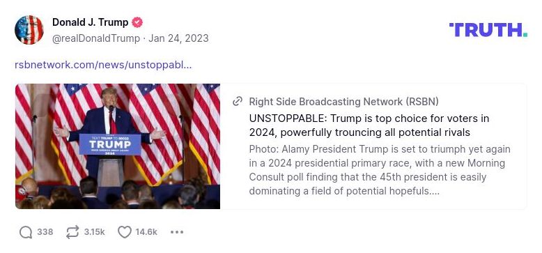 Post image from Donald Trump