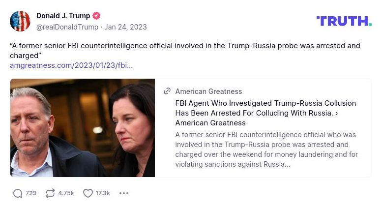 Post image from Donald Trump