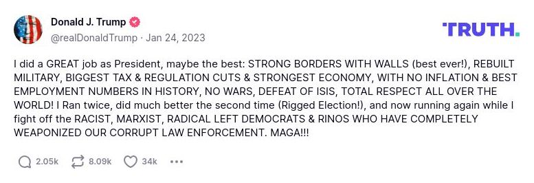 Post preview from Donald Trump