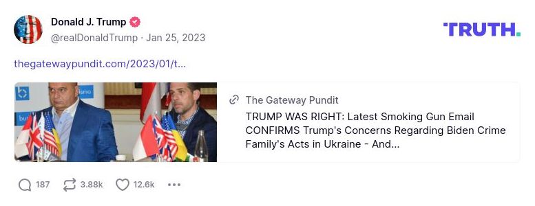 Post preview from Donald Trump