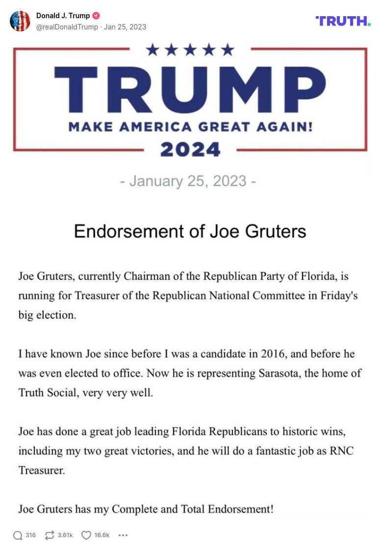 Post image from Donald Trump