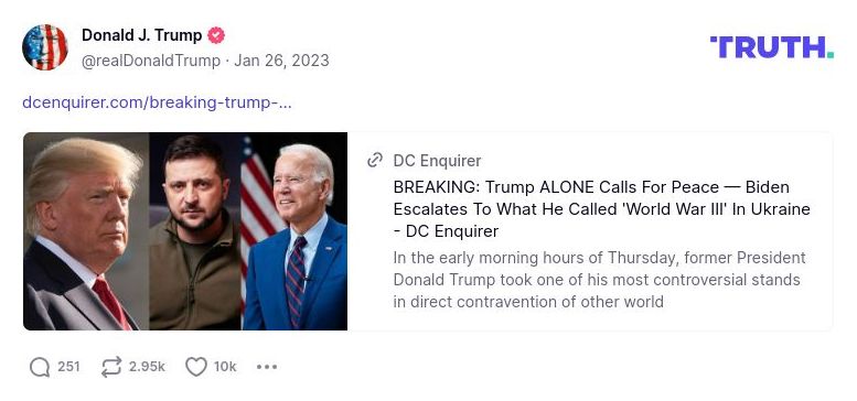 Post preview from Donald Trump