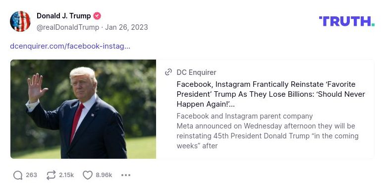 Post image from Donald Trump