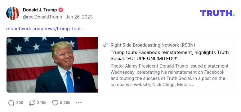 Post image from Donald Trump