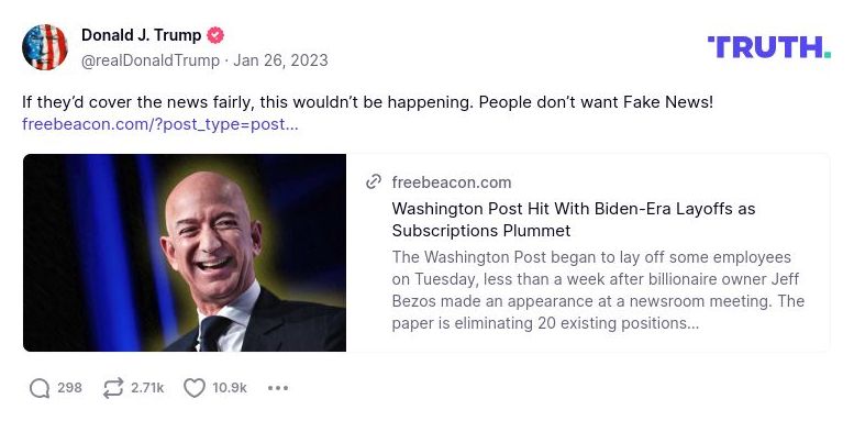 Post image from Donald Trump