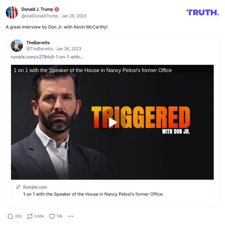 Post image from Donald Trump