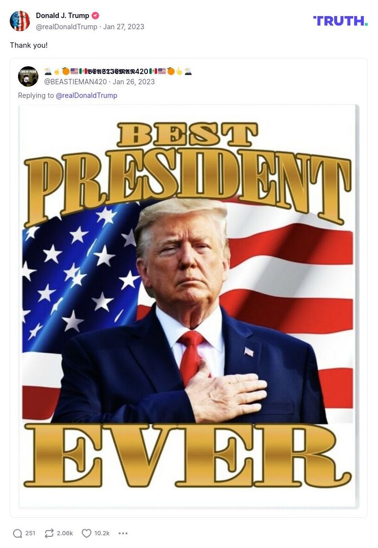 Post image from Donald Trump