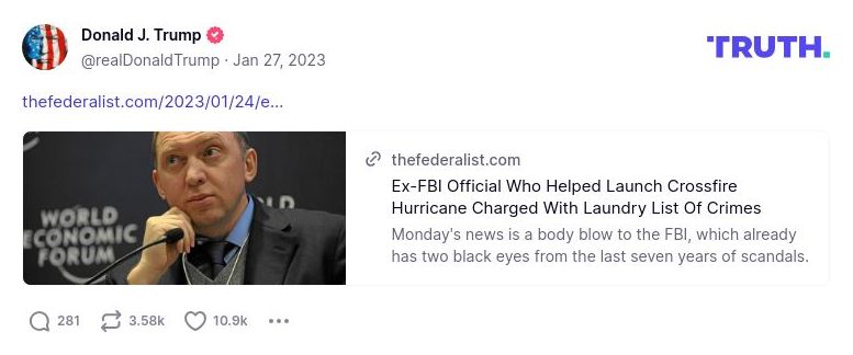 Post image from Donald Trump