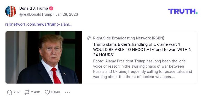 Post preview from Donald Trump