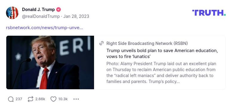 Post image from Donald Trump