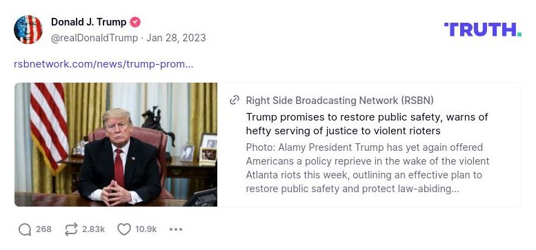 Post image from Donald Trump