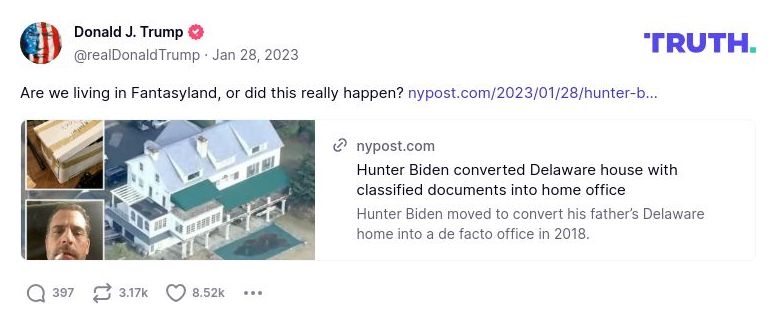 Post image from Donald Trump