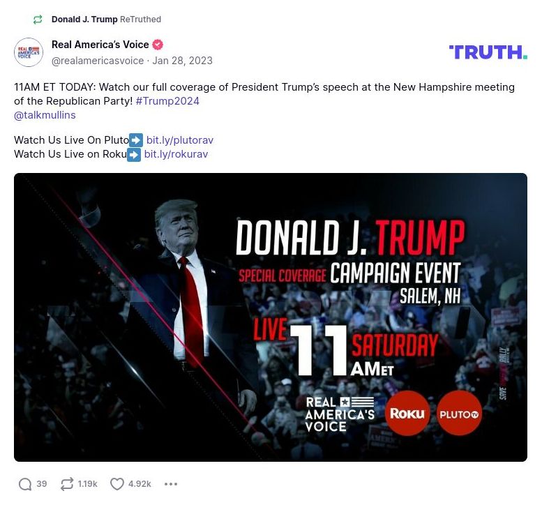 Post image from Donald Trump