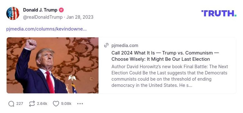 Post image from Donald Trump