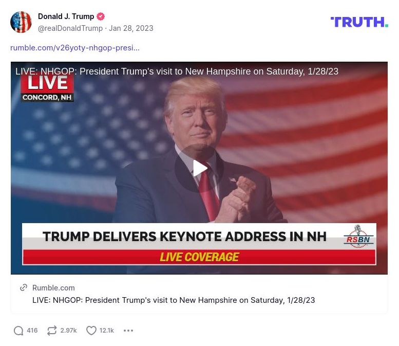 Post image from Donald Trump