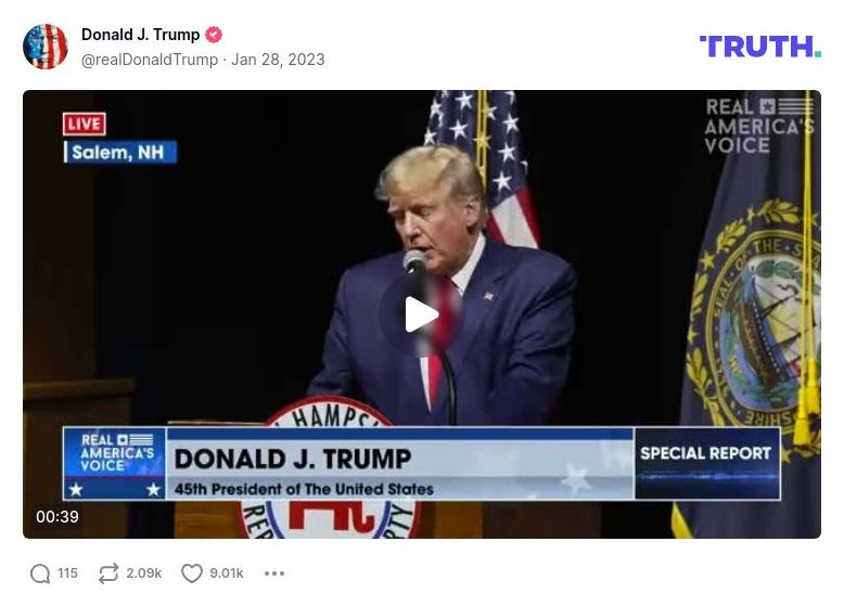 Post image from Donald Trump