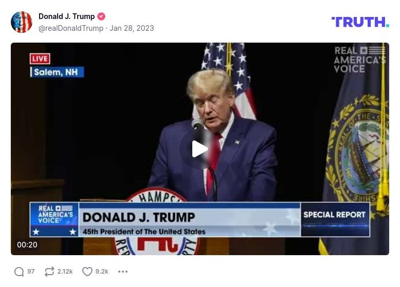 Post image from Donald Trump