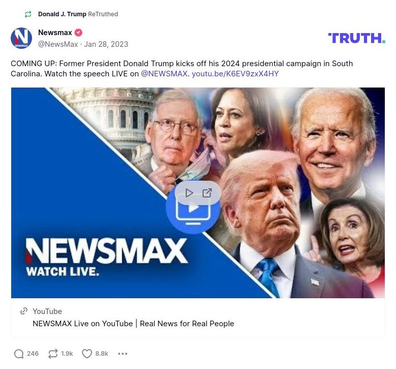 Post image from Donald Trump