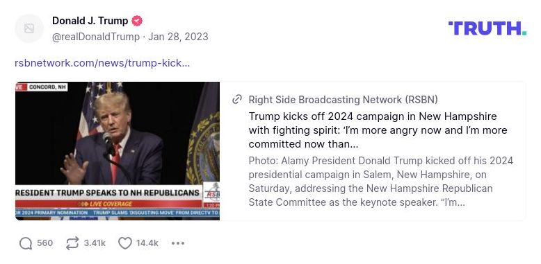 Post image from Donald Trump