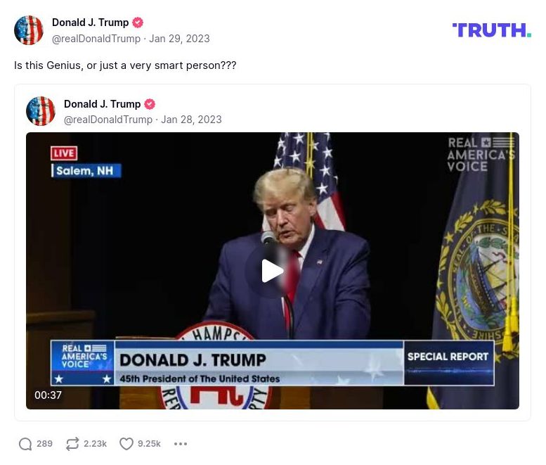 Post image from Donald Trump