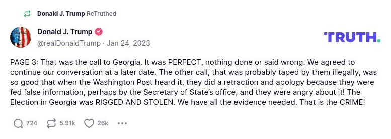 Post image from Donald Trump