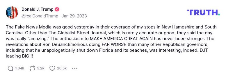 Post image from Donald Trump