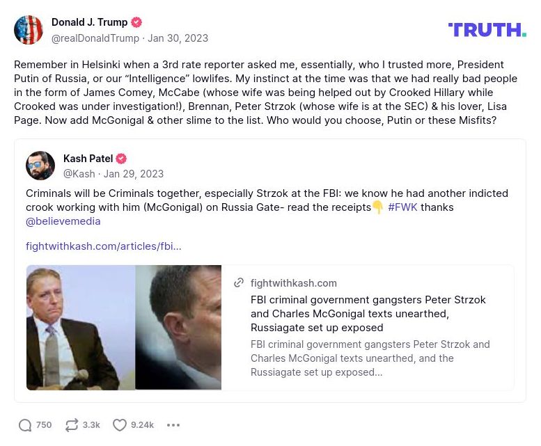 Post preview from Donald Trump