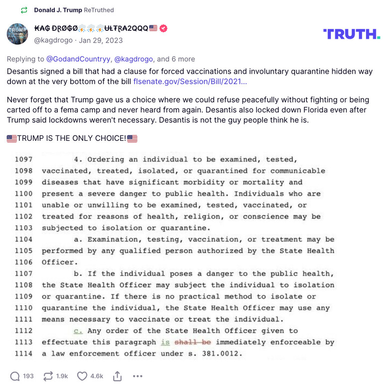 Post image from Donald Trump