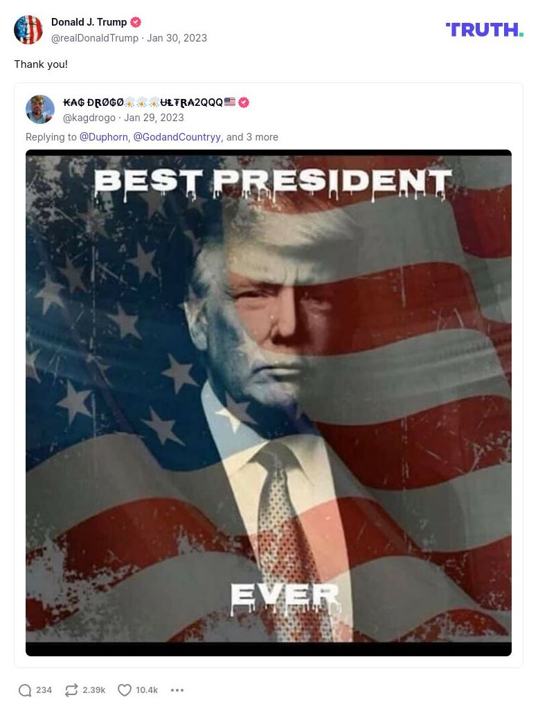 Post image from Donald Trump